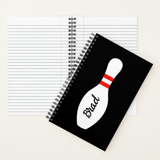 Personalized spiral notebook with bowling pin logo (Inside)