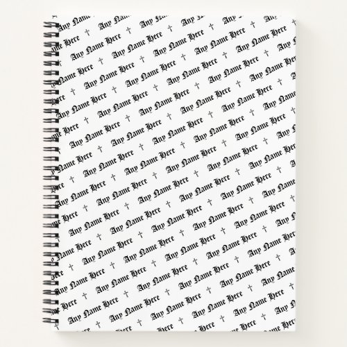 Personalized Spiral Notebook with Name  Crosses