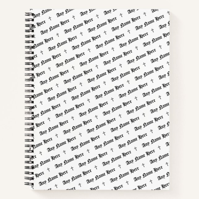 Personalized Spiral Notebook with Name & Crosses (Front)