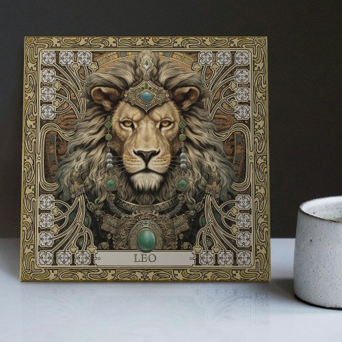 Personalized Spirit Lion Tribal Jewels Ceramic Tile