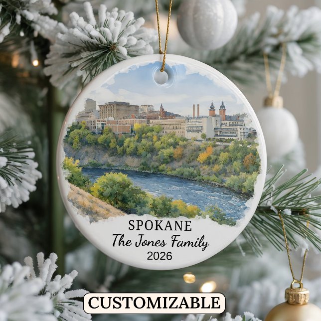 Personalized Spokane Ornament, Custom Washington Ceramic Ornament (Creator Uploaded)