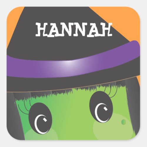 Personalized Spooky Cute Witch Halloween Sticker