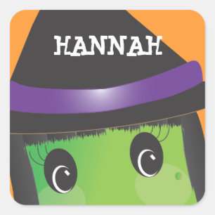 Personalized Spooky Cute Witch Halloween Sticker