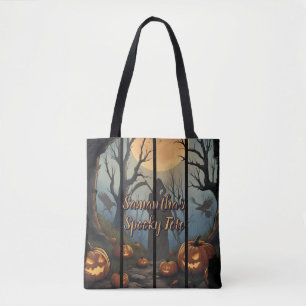 Personalized Spooky Forest Halloween Tote Bag