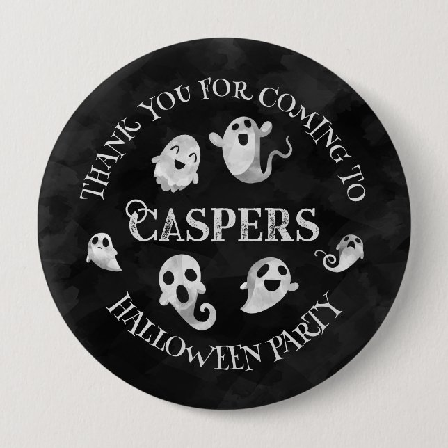 Personalized Spooky Ghost Halloween Button Badge (Front)