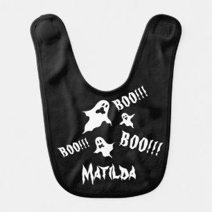 Personalized Spooky Halloween Ghosts Baby Bib
