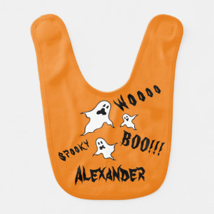 Personalized Spooky Halloween Ghosts Baby Bib