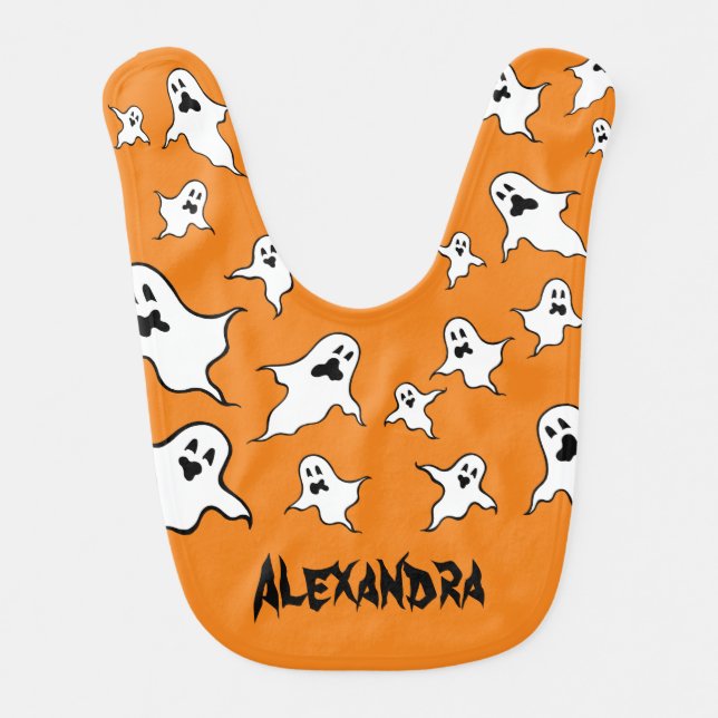 Personalized Spooky Halloween Ghosts Baby   Bib (Front)