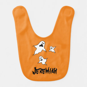 Personalized Spooky Halloween Ghosts Baby Bib