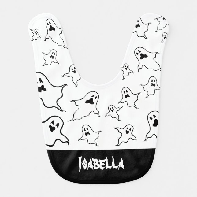 Personalized Spooky Halloween Ghosts Baby   Bib (Front)