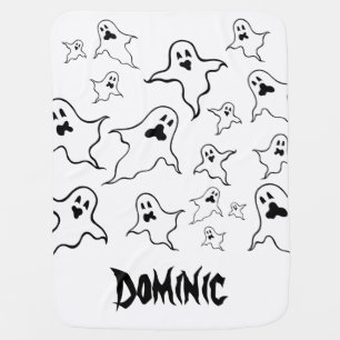 Personalized Spooky Halloween Ghosts Baby Blanket