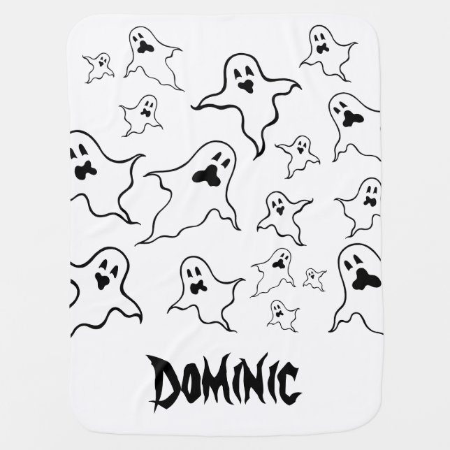 Personalized Spooky Halloween Ghosts  Baby Blanket (Front)