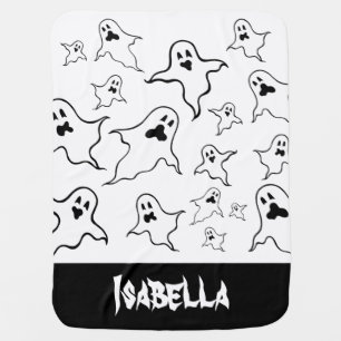Personalized Spooky Halloween Ghosts Baby Blanket