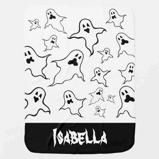 Personalized Spooky Halloween Ghosts  Baby Blanket (Front)