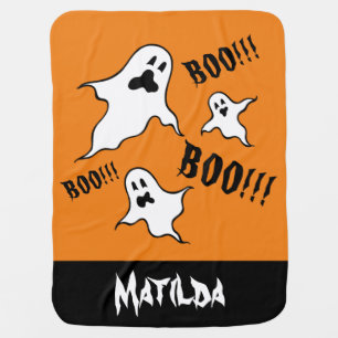 Personalized Spooky Halloween Ghosts Baby Blanket