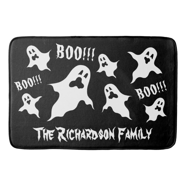 Personalized Spooky Halloween Ghosts Bath Mat (Front)