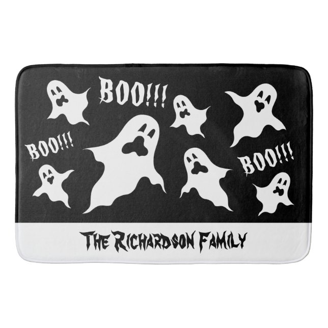 Personalized Spooky Halloween Ghosts Bath Mat (Front)
