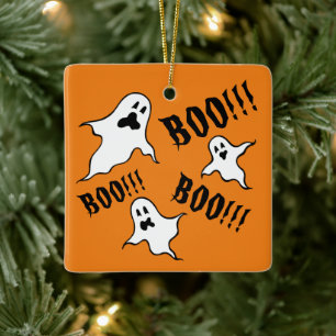 Personalized Spooky Halloween Ghosts Ceramic Ornament