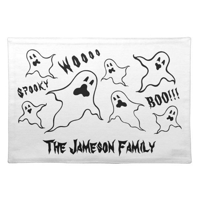Personalized Spooky Halloween Ghosts  Cloth Placemat (Front)