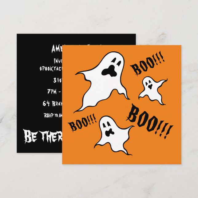 Personalized Spooky Halloween Ghosts Invitation (Front/Back)
