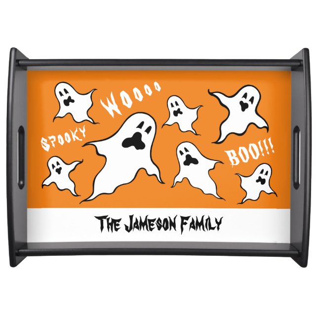 Personalized Spooky Halloween Ghosts Serving Tray (Front)