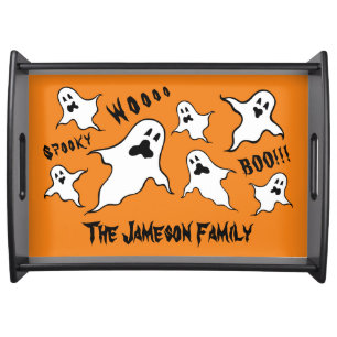 Personalized Spooky Halloween Ghosts Serving Tray