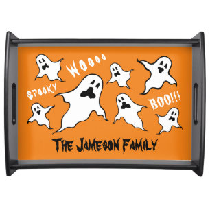 Personalized Spooky Halloween Ghosts Serving Tray