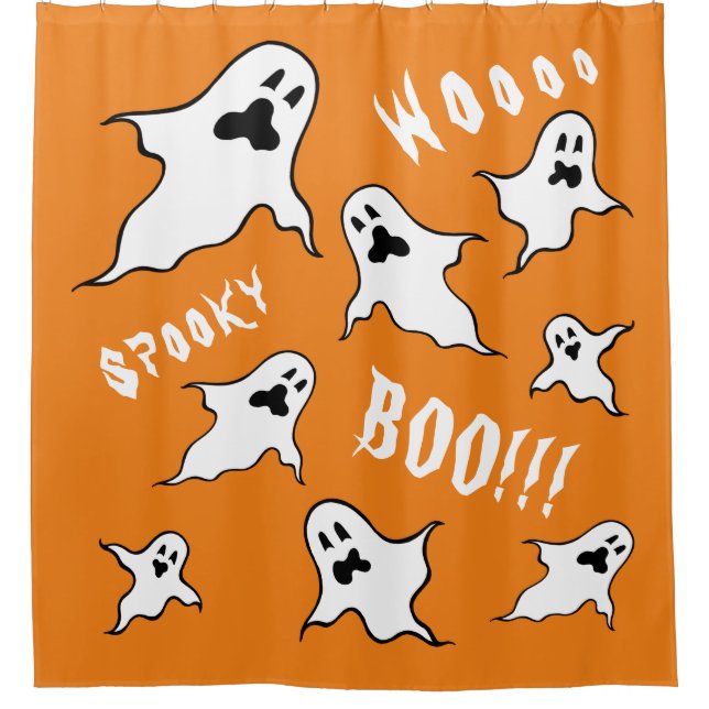 Personalized Spooky Halloween Ghosts Shower Curtain (Front)