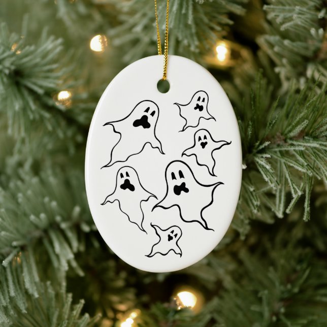 Personalized Spooky Halloween Ghosts Tree Ornament (Tree)