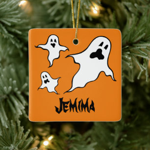 Personalized Spooky Halloween Ghosts Tree Ornament