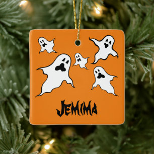 Personalized Spooky Halloween Ghosts Tree Ornament