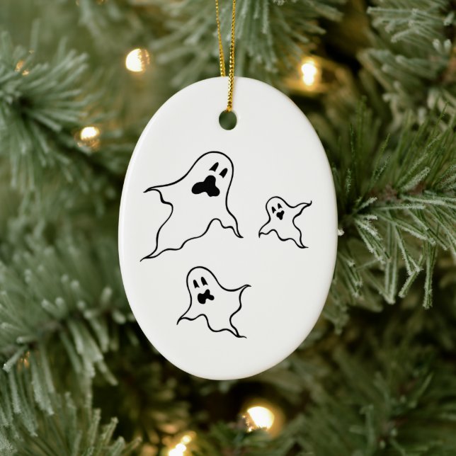 Personalized Spooky Halloween Ghosts Tree Ornament (Tree)