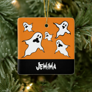 Personalized Spooky Halloween Ghosts Tree Ornament