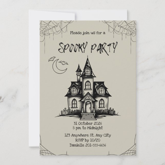 Personalized Spooky Halloween Invitations  (Front)
