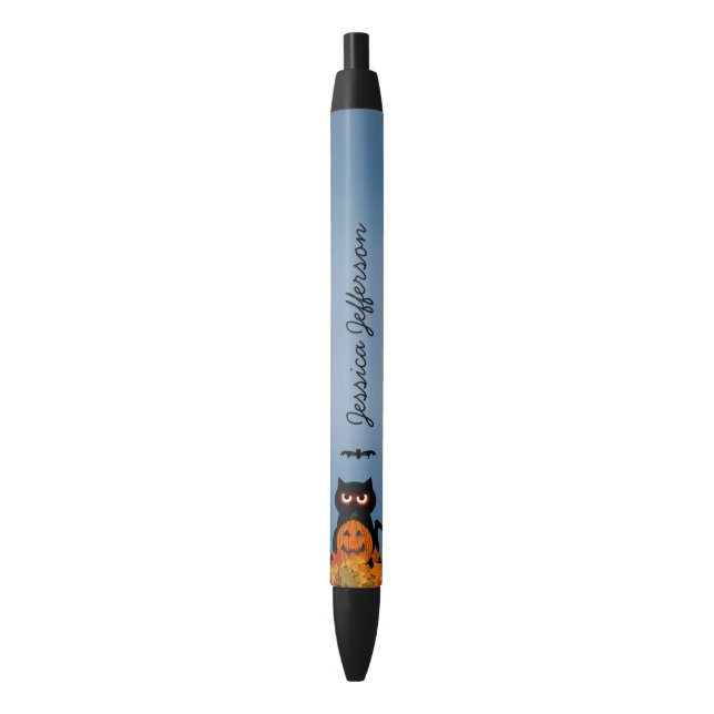 Personalized: Spooky Halloween Kitty Ink Pen (Front Vertical)
