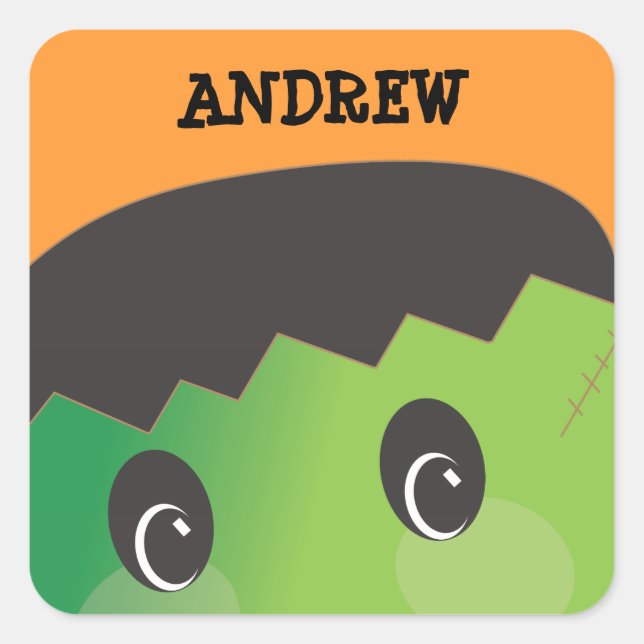 Personalized Spooky Monster Halloween Sticker (Front)