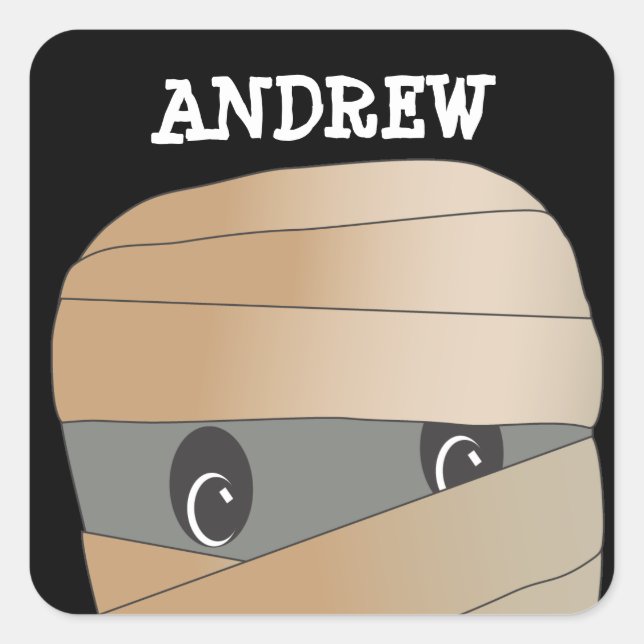Personalized Spooky Mummy Halloween Sticker (Front)
