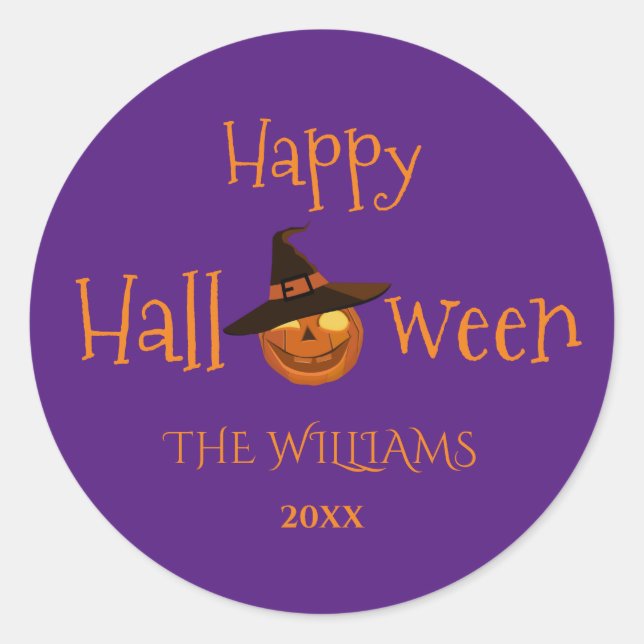 Personalized Spooky Pumpkins Halloween   Classic Round Sticker (Front)