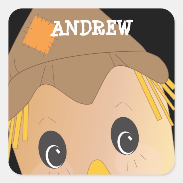 Personalized Spooky Scarecrow Halloween Sticker (Front)