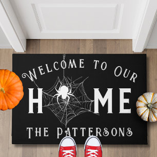 Personalized Spooky Spiderweb Halloween Home Doormat