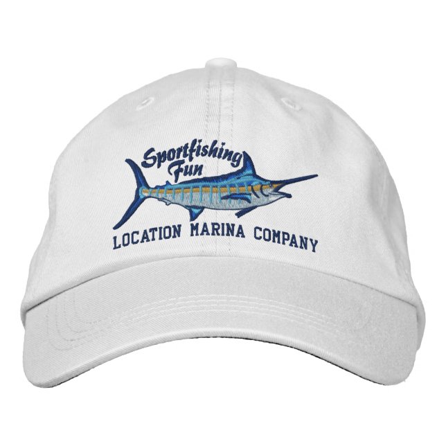 Personalized Sport Fishing Blue Marlin Embroidery Embroidered Baseball Hat (Front)