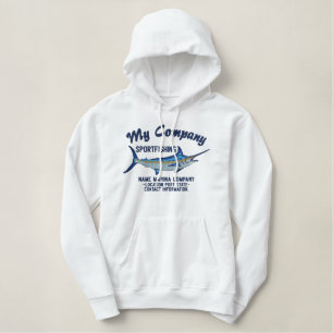 Personalized Sport Fishing Blue Marlin Embroidery Embroidered Hoodie