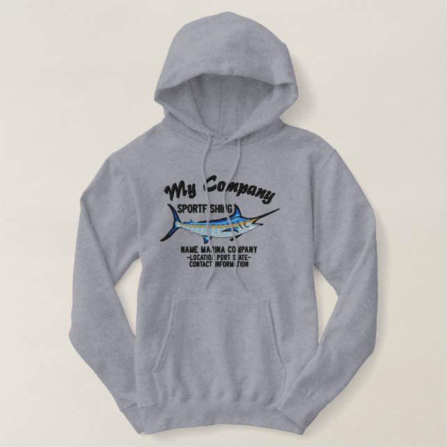 Personalized Sport Fishing Blue Marlin Embroidery Embroidered Hoodie (Design Front)