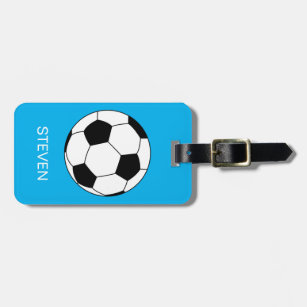 Personalized Sport Soccer ball Blue Luggage Tag