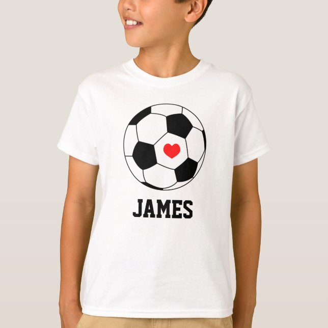 Personalized Sport Soccer ball with heart White T-Shirt (Front)