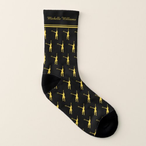 Personalized Sport Tennis Player Gold Silhouette S Socks