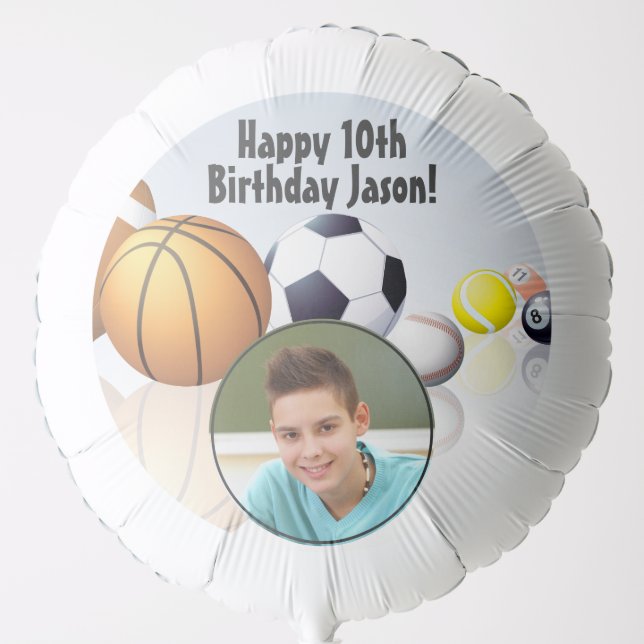 Personalized Sports Add Your Own Photo Birthday Balloon (Front)