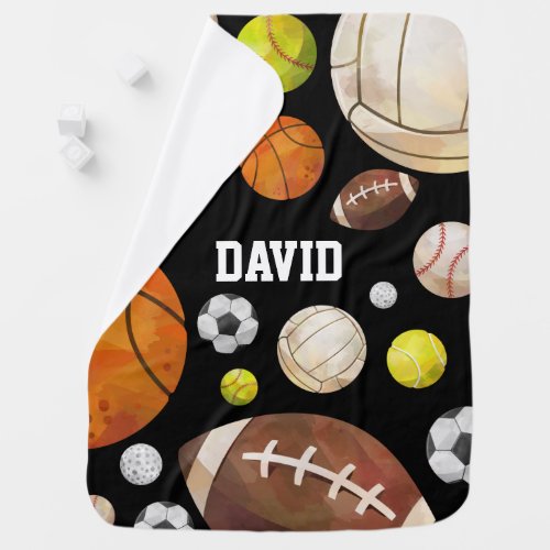 Personalized Sports Baby Boy Watercolor Balls