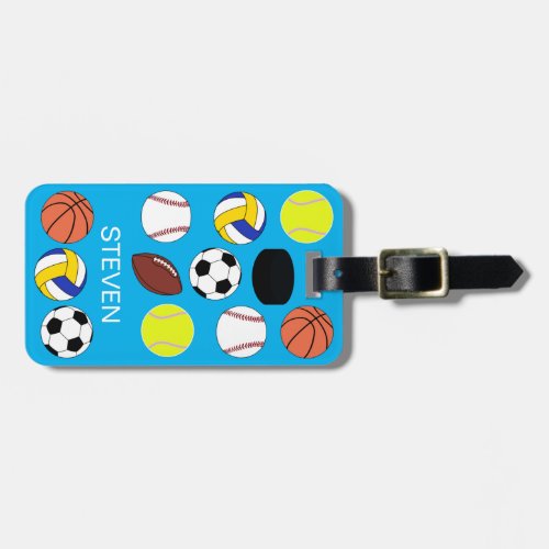 Personalized Sports balls Blue  Luggage Tag