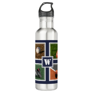 Personalized SPORTS BALLS Custom Template Blue Stainless Steel Water Bottle